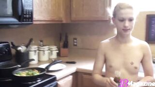 Cute Small Melons Hottie Emi Clear Loves Cooking Topless Nude To Performance Off!