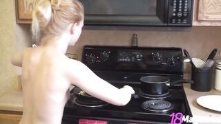 Cute Small Melons Hottie Emi Clear Loves Cooking Topless Nude To Performance Off!