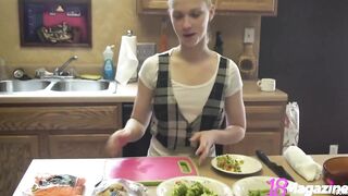 Cute Small Melons Hottie Emi Clear Loves Cooking Topless Nude To Performance Off!