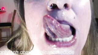 Gagging Self Noisy Sound Spit on Face Snot inside Nose Ring Closeup