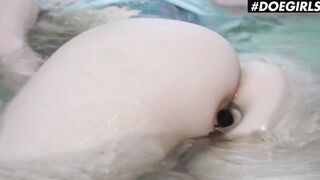DoeGirls - Alissa Noir Big Titted German cougar sexy Toy Anal And Twat Masturbation Into The Restroom