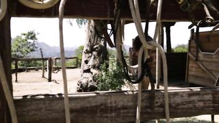 Fantasize cowgirl bae Jenna Foxx as she striptease on the ranch