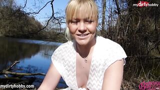 MyDirtyHobby - Hottie Blonde masturbating public!