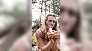 Long Ass Cunt With Mouth Sex Toy Rides Inside The woods