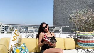 BJRAW Incredible dark hair with long boobs blowing penis and eating butt