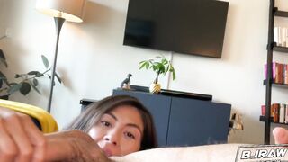BJRAW Incredible dark hair with long boobs blowing penis and eating butt