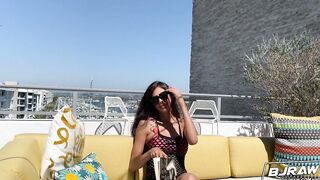 BJRAW Incredible dark hair with long boobs blowing penis and eating butt