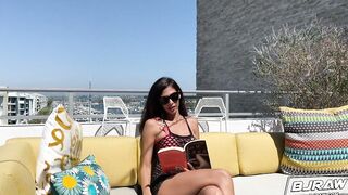 BJRAW Incredible dark hair with long boobs blowing penis and eating butt