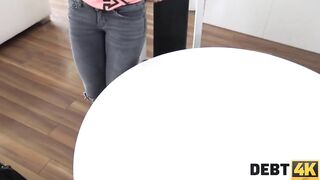 DEBT4k Angry man tears brunettes clothes off and penetrates snatch