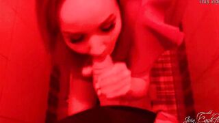 Skank Sexual Bj Stranger's Long Dick and Drink Cum into Nightclub Bathroom