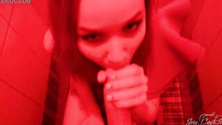 Skank Sexual Bj Stranger's Long Dick and Drink Cum into Nightclub Bathroom