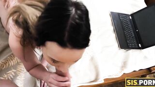 SIS PORN chick wanted to masturbate before bed but stepbro had other plans for her