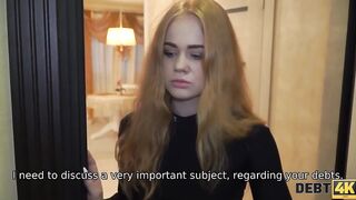 DEBT4k. Debt collector finds the waitress and fucks tight bald cunt