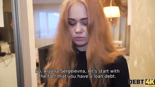 DEBT4k. Debt collector finds the waitress and fucks tight bald cunt