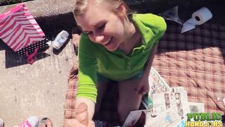 Publichandjobs - Raquel And Jessie Gives Hand Job To Lucky Bro Behind Dumpster