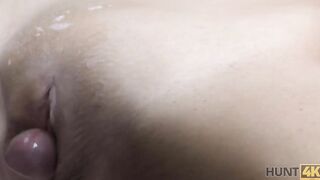 HUNT4K. Cutie blonde wants to riding rough phallus for money