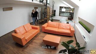 HUNT4K. Cutie blonde wants to riding rough phallus for money
