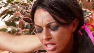Kerry Louise and Tiffany Doll slammed inside the asses by 3