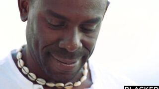 BLACKED Strong ebony man fucks blonde tourist on the beach