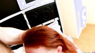 Freckled Redhead 18 Year Old Kate got Asshole Boned and taste Sperm