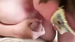 MsKinky slides on her mask to suck on a long penis.