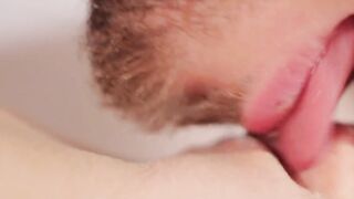CLOSE UP CLITORIS LICKING. Noisy groaning female orgasm from big vagina eating