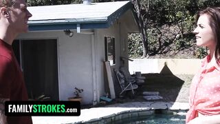 FamilyStrokes - Vulgar 19 Yo Massage Stepbros Huge Dick Before Gorging On It To Make Him Keep
