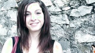 Slim 150cm tall bimbos banged! rough on a couch