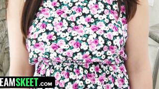 TeamSkeet - Slender Skank With Adorable Round Butt Drops To Her Knees To Suck Some Biggest