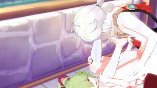 Genshin Impact Cartoon - Kazuha x Kuki Shinobu Devils Pedicure and Pounded with cummed - Japanese chinese Manga Hentai Game Porn