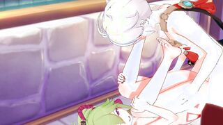 Genshin Impact Cartoon - Kazuha x Kuki Shinobu Devils Pedicure and Pounded with cummed - Japanese chinese Manga Hentai Game Porn