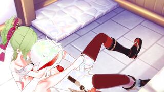 Genshin Impact Cartoon - Kazuha x Kuki Shinobu Devils Pedicure and Pounded with cummed - Japanese chinese Manga Hentai Game Porn