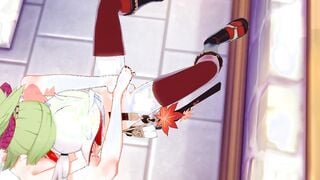 Genshin Impact Cartoon - Kazuha x Kuki Shinobu Devils Pedicure and Pounded with cummed - Japanese chinese Manga Hentai Game Porn