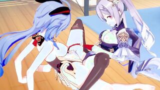 Genshin Impact Cartoon Yuri - Ganyu and Kequing Lesbo sex - Japanese chinese Manga Hentai Game Porn