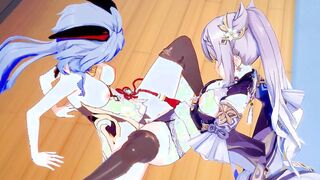 Genshin Impact Cartoon Yuri - Ganyu and Kequing Lesbo sex - Japanese chinese Manga Hentai Game Porn