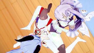 Genshin Impact Cartoon Yuri - Ganyu and Kequing Lesbo sex - Japanese chinese Manga Hentai Game Porn
