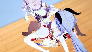 Genshin Impact Cartoon Yuri - Ganyu and Kequing Lesbo sex - Japanese chinese Manga Hentai Game Porn
