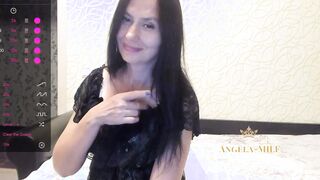 Playful dark haired milf gets naked down and becomes a doggy style, opening her irresistible booty for a young dick, waiting for him to enter it, banged! him to the very nuts and cum / Angela-milf