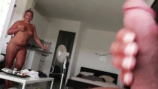 I caught my hubby's brother jerking his penis so much bigger I'm shocked that it is really too huge compared to my husband's small penis