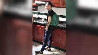 My little stepsister blows me while the babysitter prepares dinner