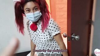 Camgirl gets boned rough and fast by her photographer!!! He likes to have semen thrown on his face and mouth