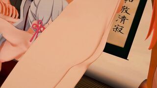 Genshin Impact Animated - Ayaka inside a 3Some with Childe and Aether - Japanese eastern Manga Animated Game Porn
