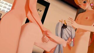 Genshin Impact Animated - Ayaka inside a 3Some with Childe and Aether - Japanese eastern Manga Animated Game Porn