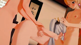 Genshin Impact Animated - Ayaka inside a 3Some with Childe and Aether - Japanese eastern Manga Animated Game Porn