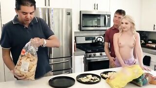 Stepson fucks his gf into front of stepdad