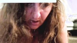 Older insatiable Submissive BBW bimbo DPs herself on the banging bench while Daddy sleeps