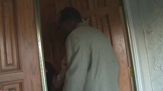 Readhead and Redhead Woman has sex with long ebony dick of her boss