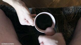 Coffee & Cream - Aimee Drinks a Cup of Joe with Cum Inside it after Sucking Off