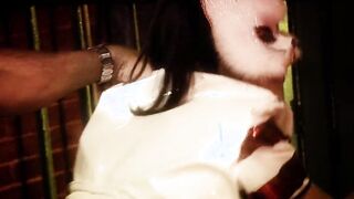 Naughty dark hair inside cat mask gets fuck into a dark alley