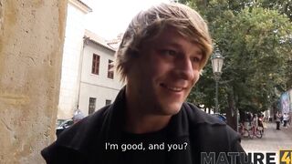 MATURE4K. Woman of easy virtue is fuck by freaky man on white bedsheets